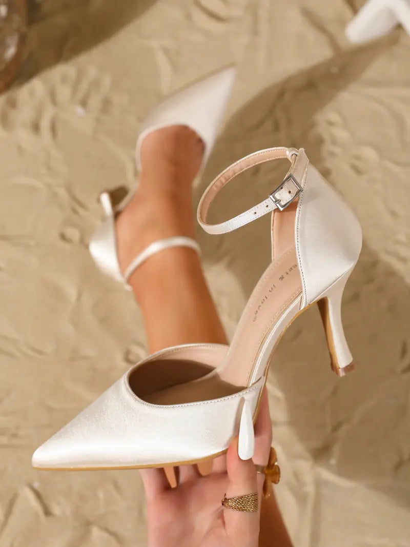 Women’s Ankle Strap Heels Pointed Toe Dress Shoes Elegant Evening Footwear