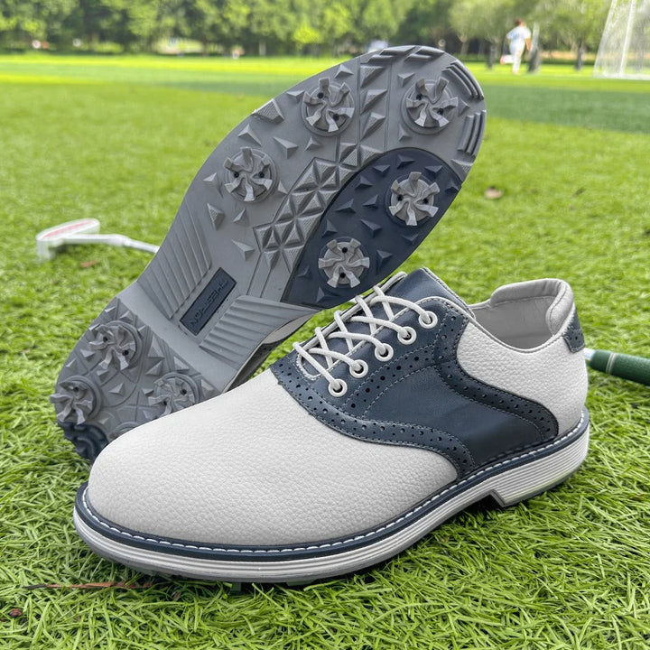 The Fairway Brogue Golf Sneakers – Men’s Leather Golf Shoes with Classic Wingtip Design