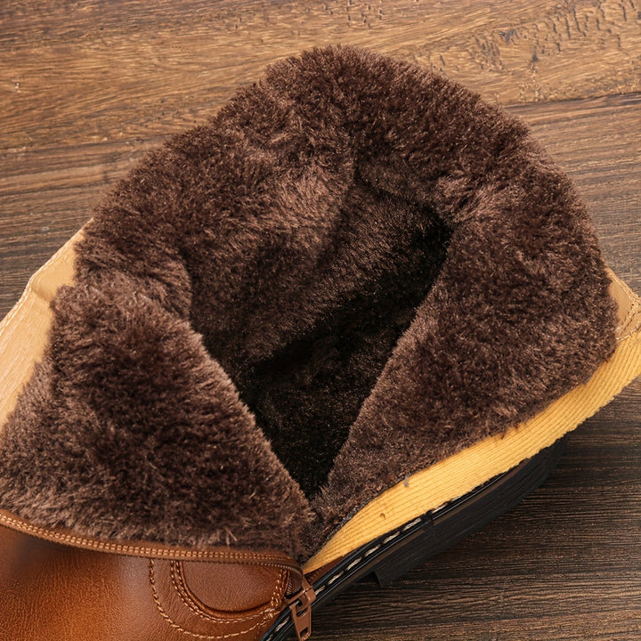 Men’s Thermal Dress Boots – Zipper Design, Faux Fur Lining | Warm Preppy Walking Boots