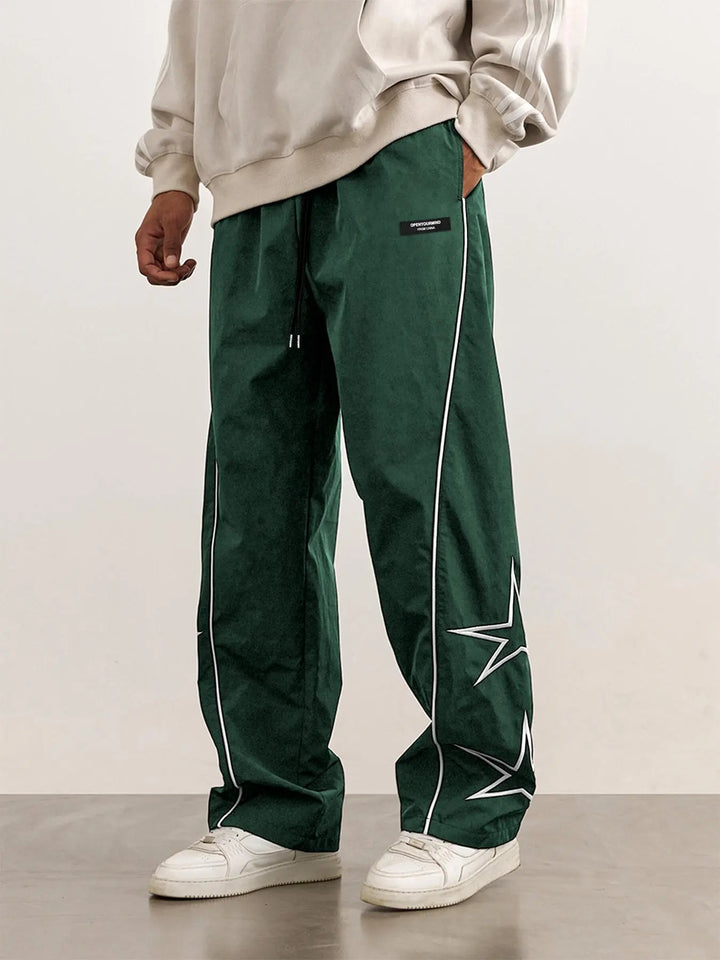 Men’s Casual Jogger Pants Loose Fit Streetwear Track Pants with Star Design