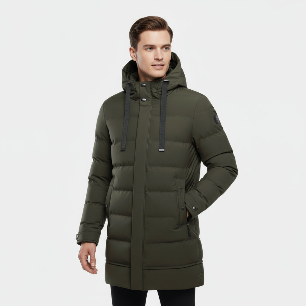 Men’s Longline Puffer Coat – Ultra-Warm, Windproof &amp; Winter Protection