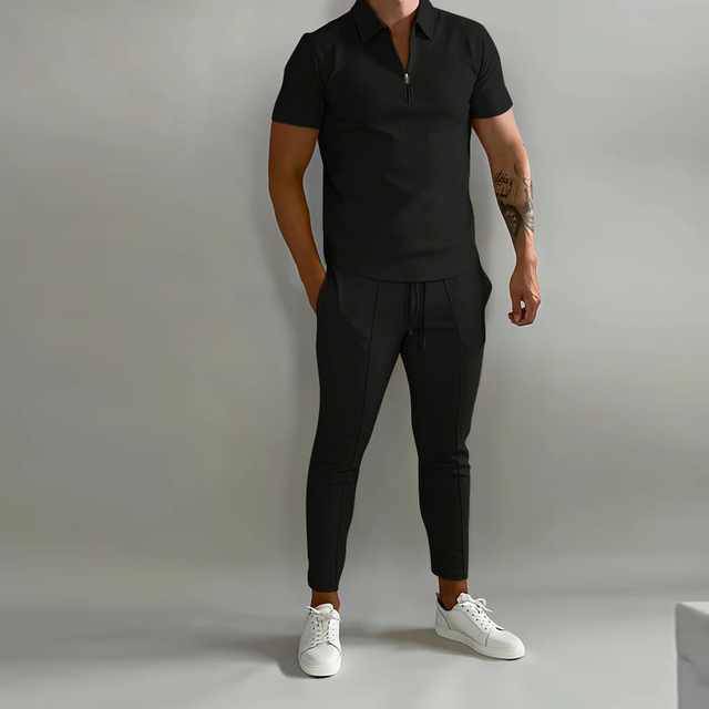Men’s Polo Shirt and Jogger Pants Set Casual Two Piece Outfit
