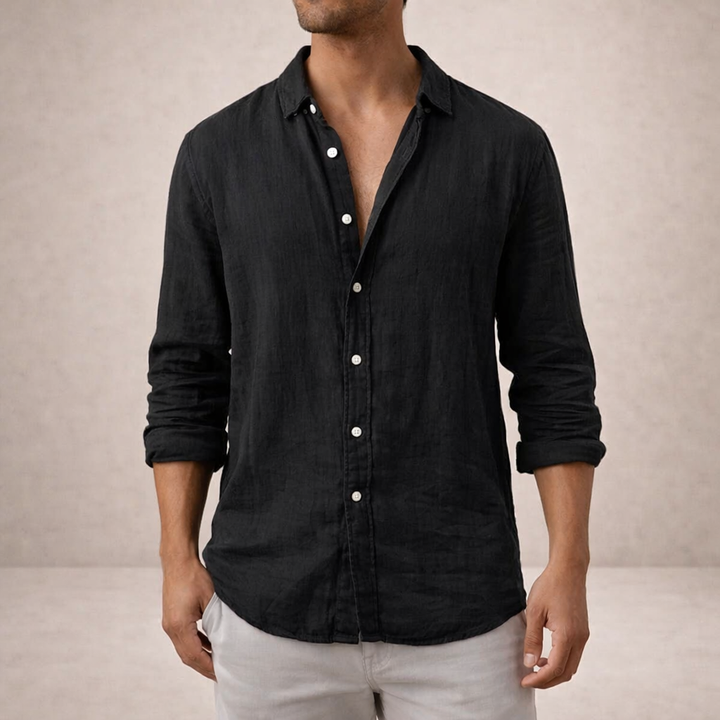 Men’s Linen Shirt | Regular Fit Breathable Long Sleeve Shirt
