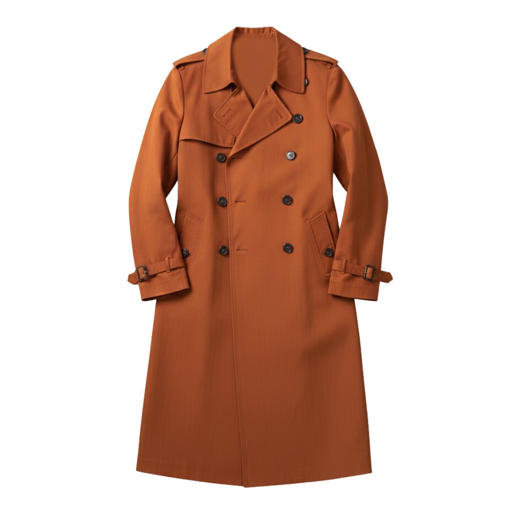 Men's Double-Breasted Trench Coat - Long & Waterproof