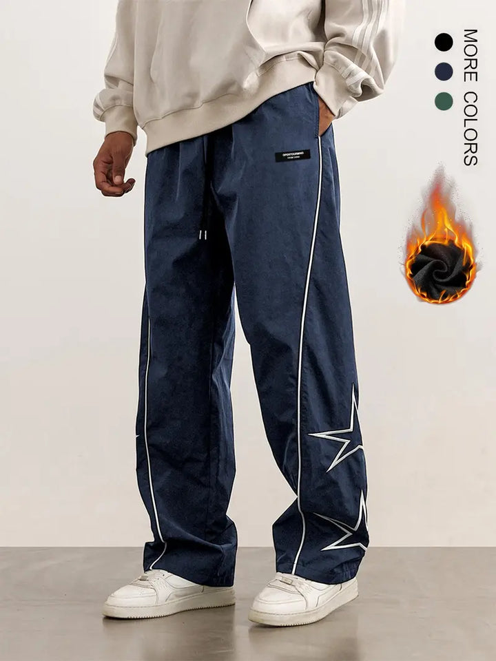 Men’s Casual Jogger Pants Loose Fit Streetwear Track Pants with Star Design