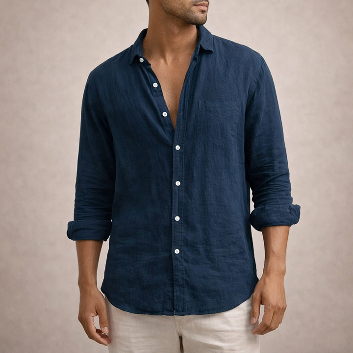 Men’s Linen Shirt | Regular Fit Breathable Long Sleeve Shirt