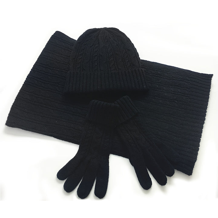 Wool Three-Piece Winter Accessories Set – Hat, Gloves &amp; Scarf