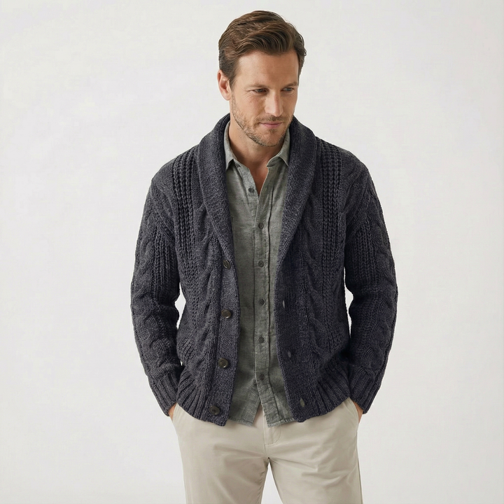 Men’s Shawl Collar Cardigan – Classic Warm Design