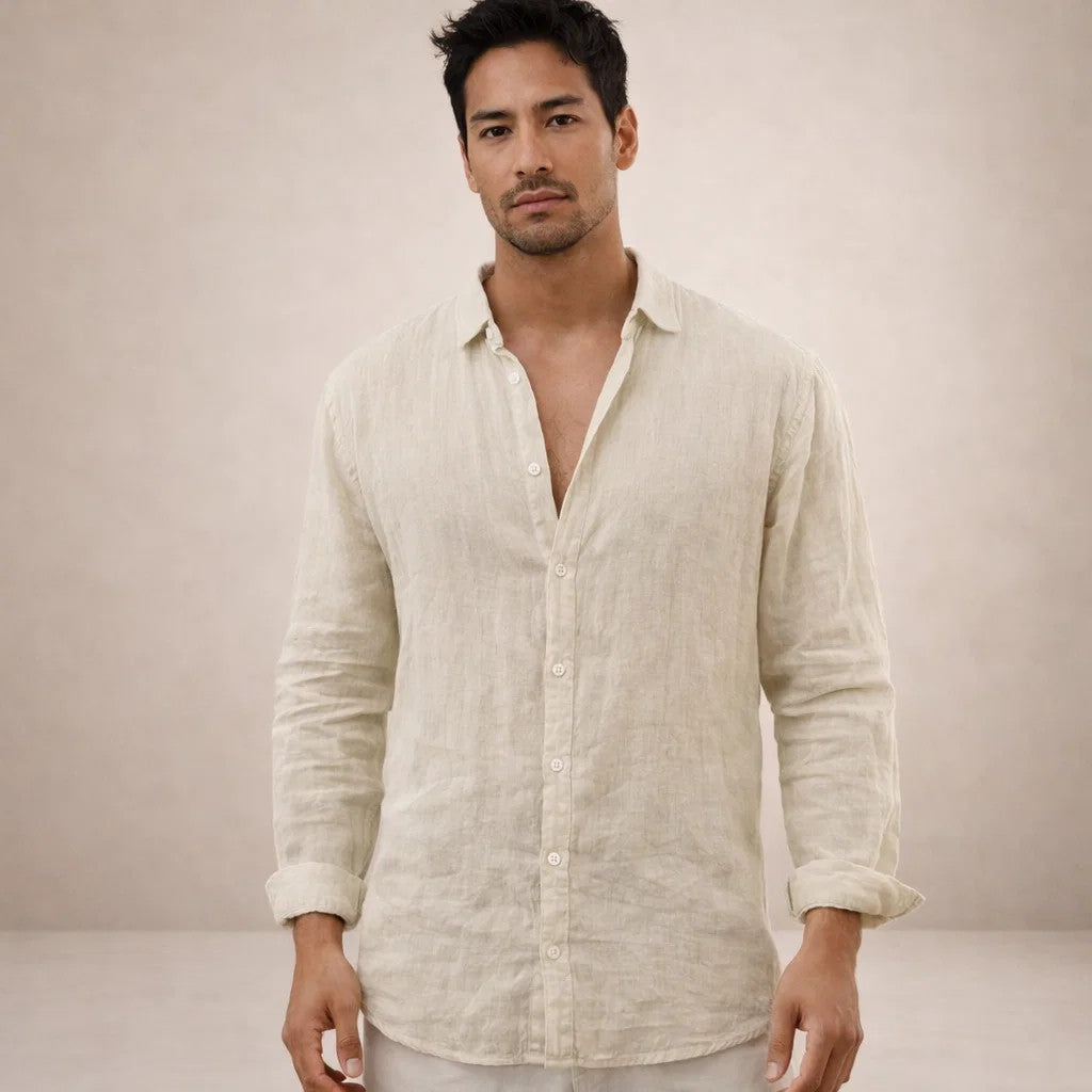 Men’s Linen Shirt | Regular Fit Breathable Long Sleeve Shirt