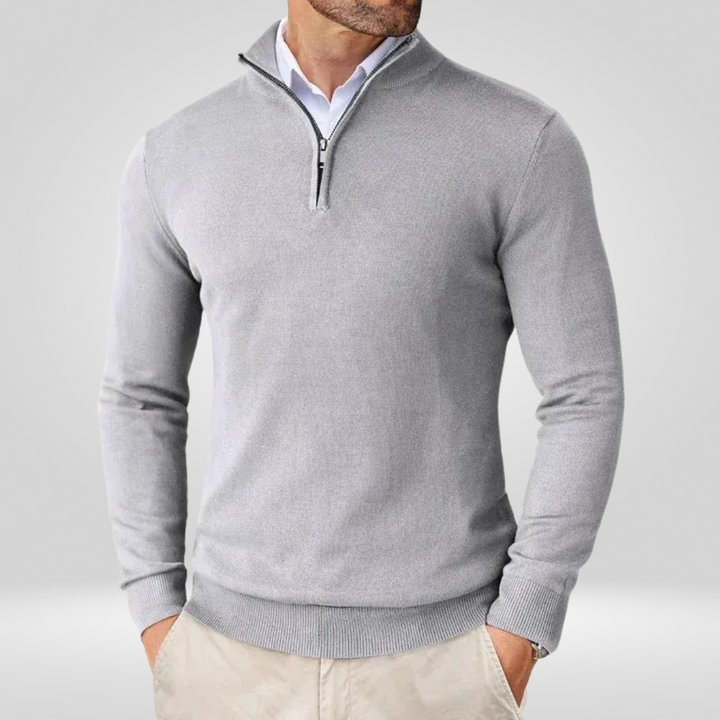 Men’s Quarter-Zip Sweater – Slim Fit Sport Pullover with Mock Neck