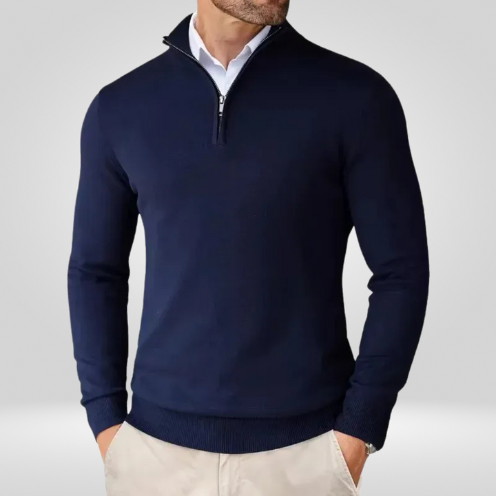 Men’s Quarter-Zip Sweater – Slim Fit Sport Pullover with Mock Neck