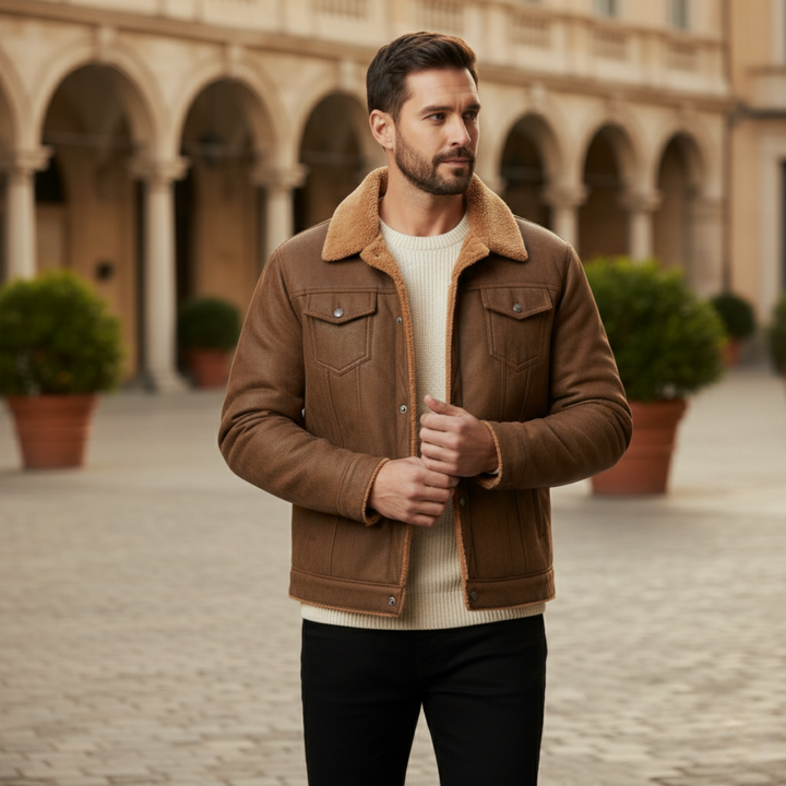 The Quebec Fleece Lined Suede Leather Jacket for Men