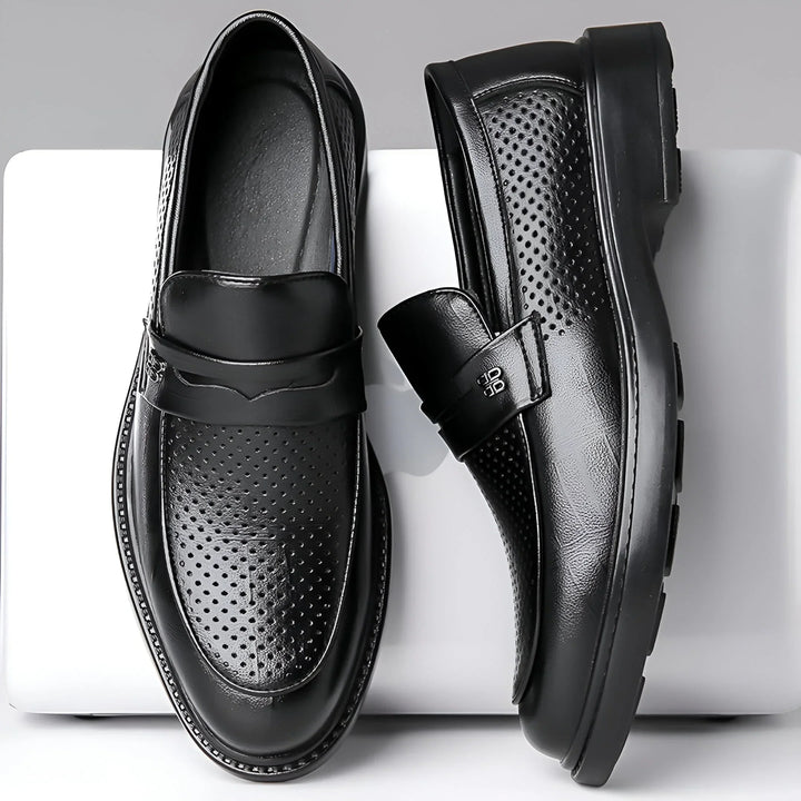 Leonardo Perforated Men Classy Leather Penny Loafers