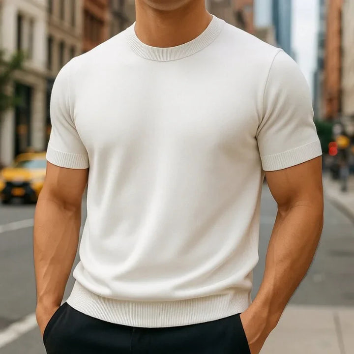 Auro Men Ribbed Cashmere T-shirt