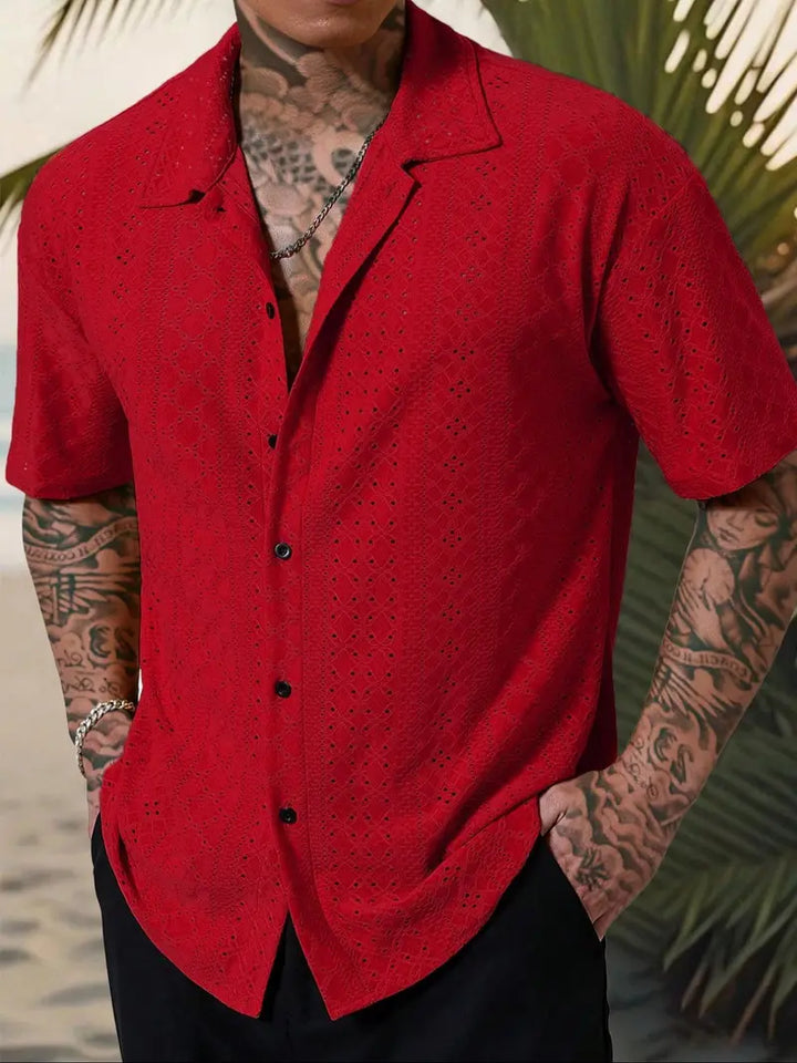 Men’s Short Sleeve Casual Button Up Shirt Summer Everyday Top