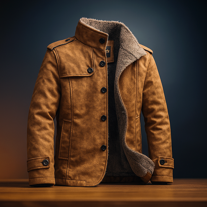 Trenton Men’s Suede Overcoat – Classic Long Soft-Touch Coat