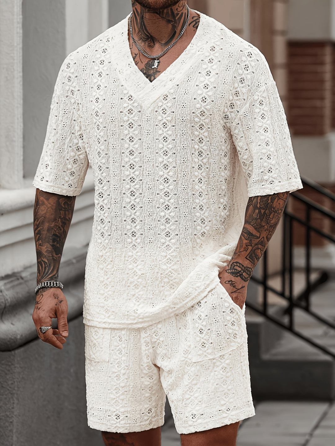 Men’s Resort Shirt and Shorts Set Relaxed Fit Two Piece Summer Outfit
