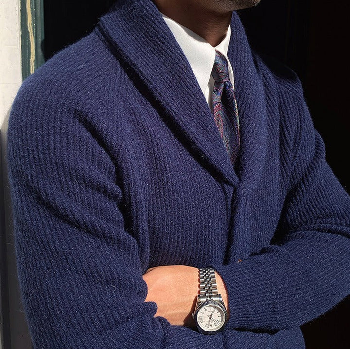 Men’s Bond Street Knitted Cardigan – Warm Shawl Collar Knitwear