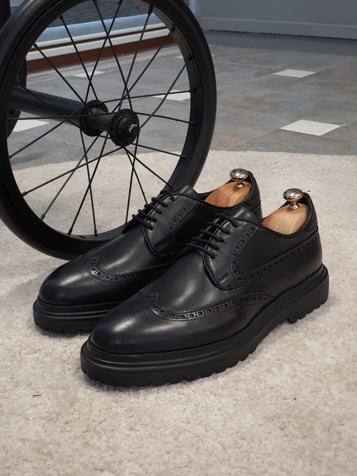 Logan Sardinelli | Men’s Calfskin Black Shoes – Lace-Up Dress Shoes with EVA Sole