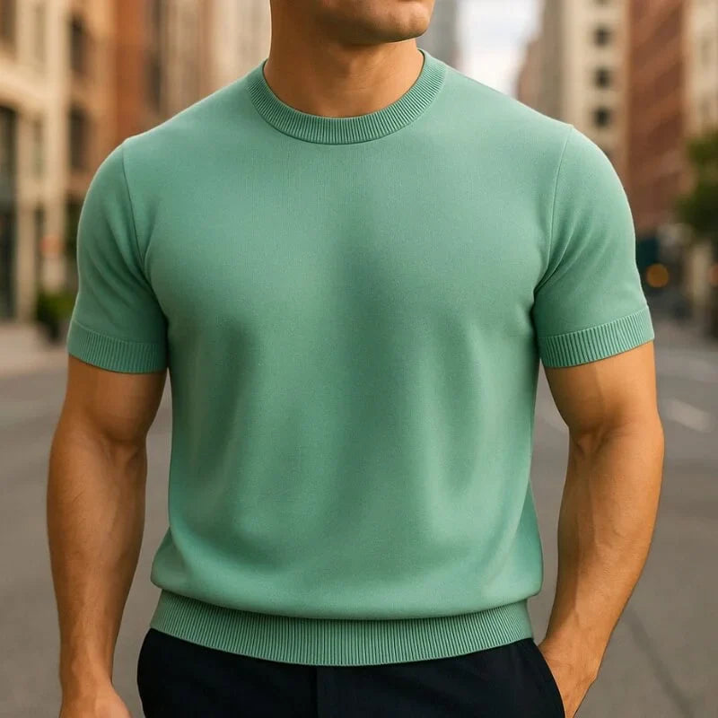 Auro Men Ribbed Cashmere T-shirt