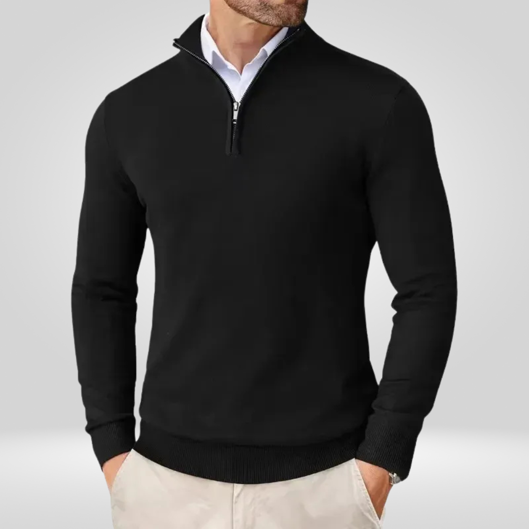 Men’s Quarter-Zip Sweater – Slim Fit Sport Pullover with Mock Neck