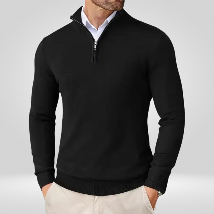 Men’s Quarter-Zip Sweater – Slim Fit Sport Pullover with Mock Neck