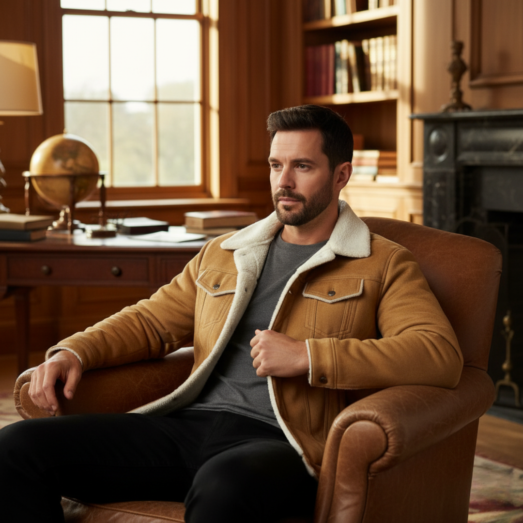 The Quebec Fleece Lined Suede Leather Jacket for Men