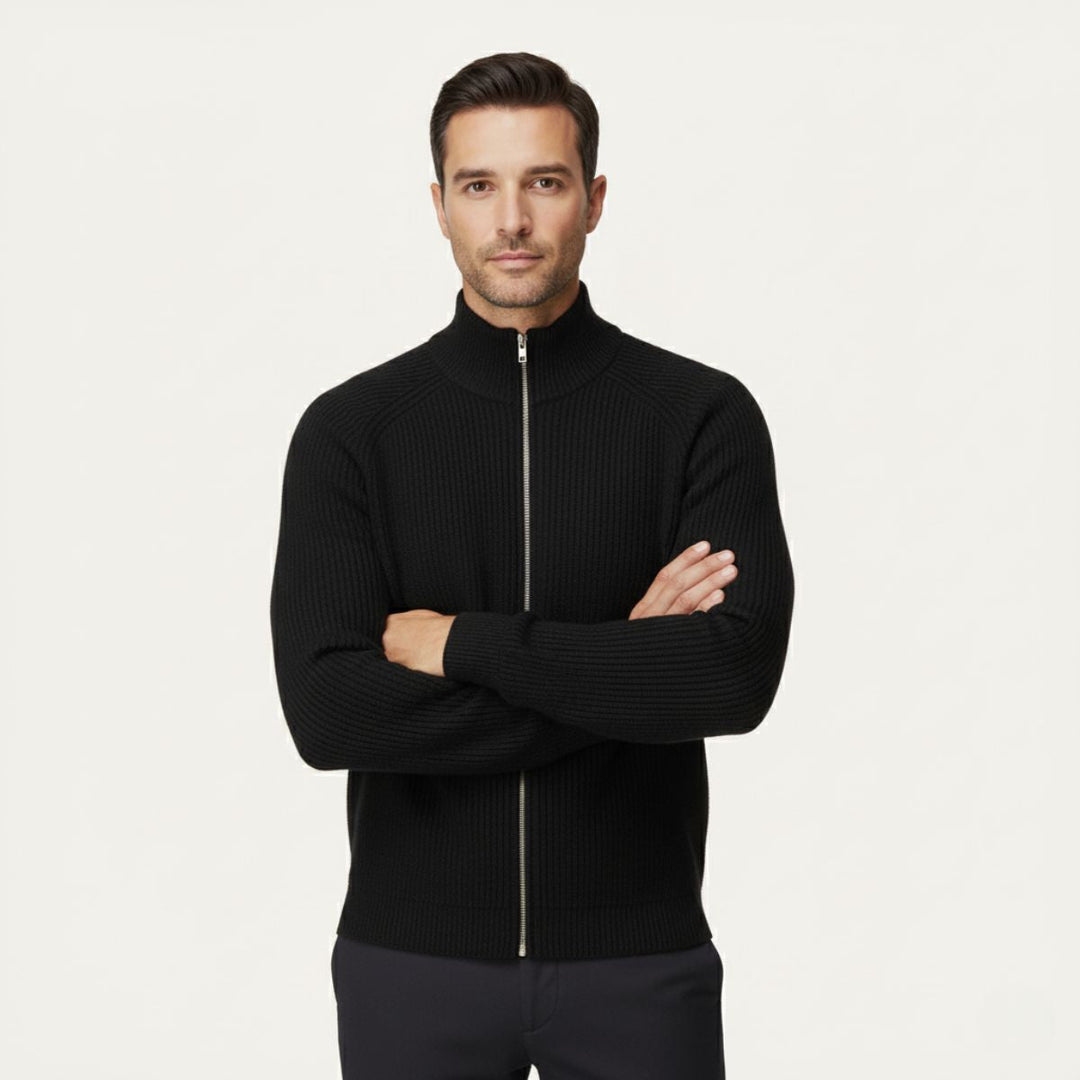 The Richmond Men’s Elegant Merino Wool Zip Up Cardigan