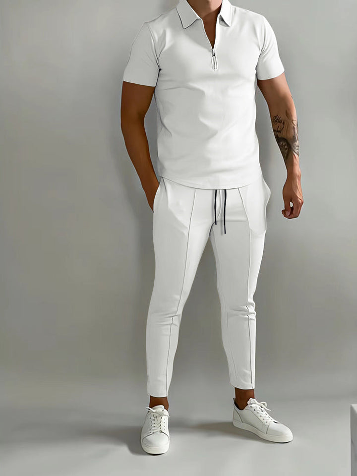 Men’s Polo Shirt and Jogger Pants Set Casual Two Piece Outfit