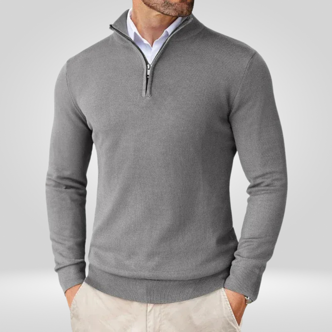 Men’s Quarter-Zip Sweater – Slim Fit Sport Pullover with Mock Neck
