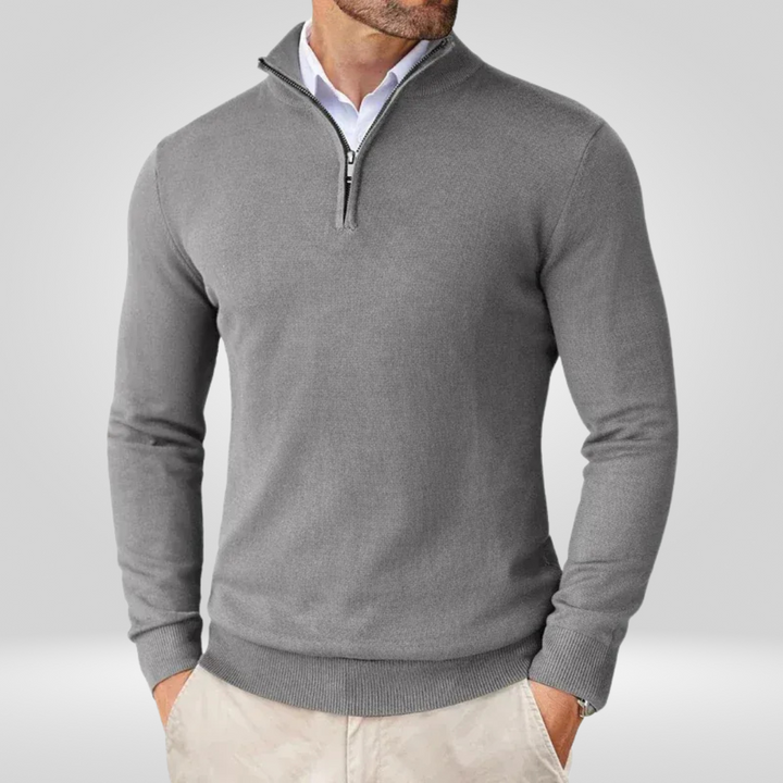 Men’s Quarter-Zip Sweater – Slim Fit Sport Pullover with Mock Neck