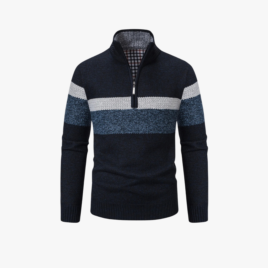 Oliver | Navy Men Knit Zipper Sweater