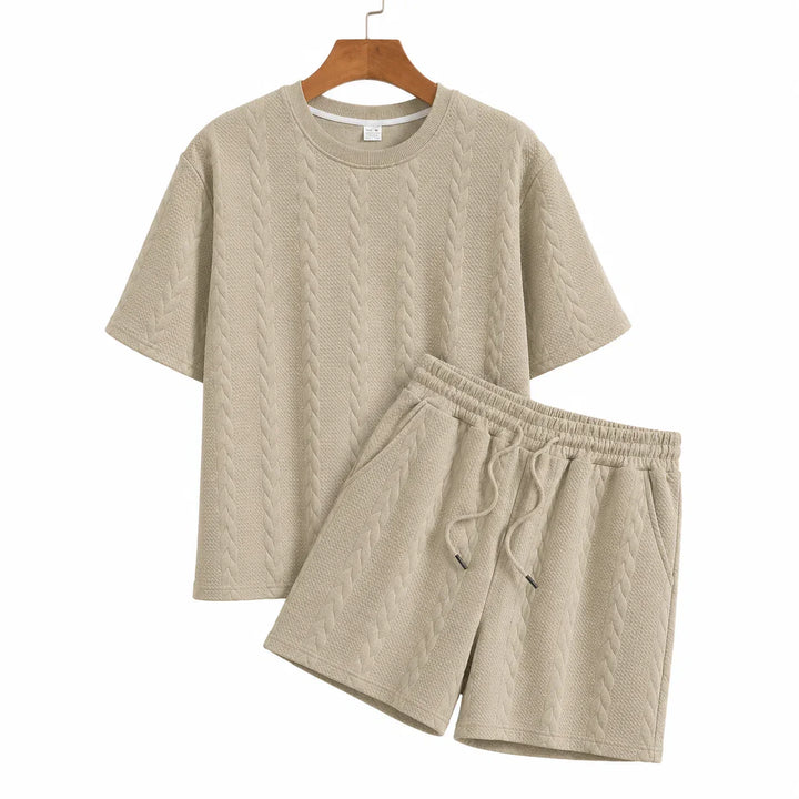 Men’s Casual Short Sleeve Shirt and Shorts Set Relaxed Fit Lounge Outfit