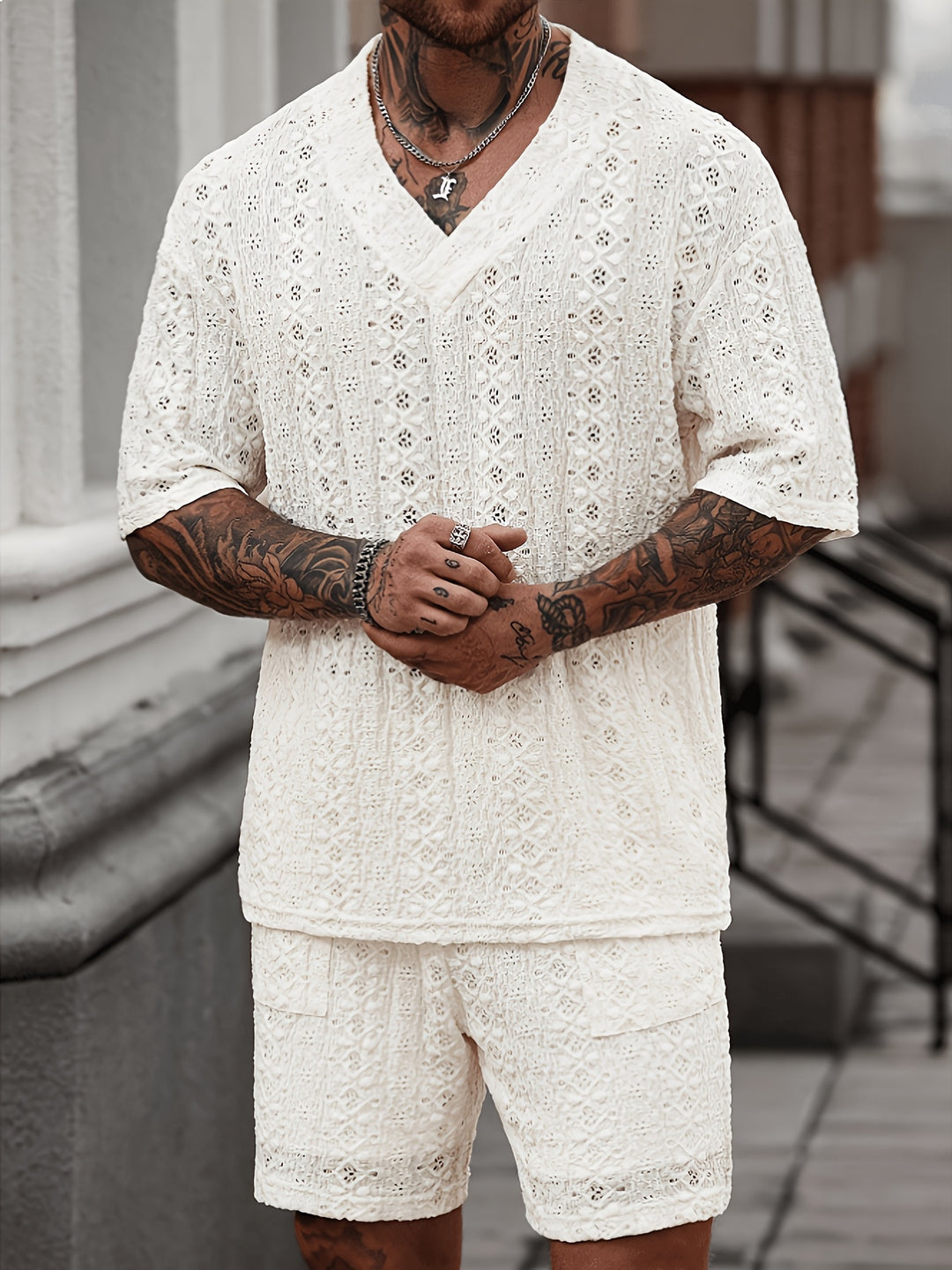 Men’s Resort Shirt and Shorts Set Relaxed Fit Two Piece Summer Outfit