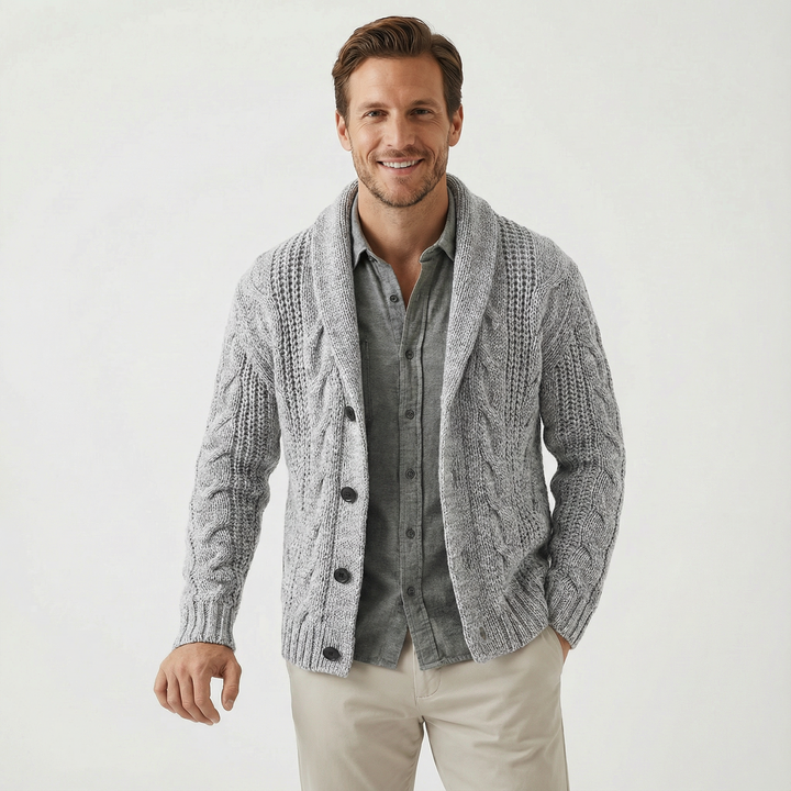 Men’s Shawl Collar Cardigan – Classic Warm Design