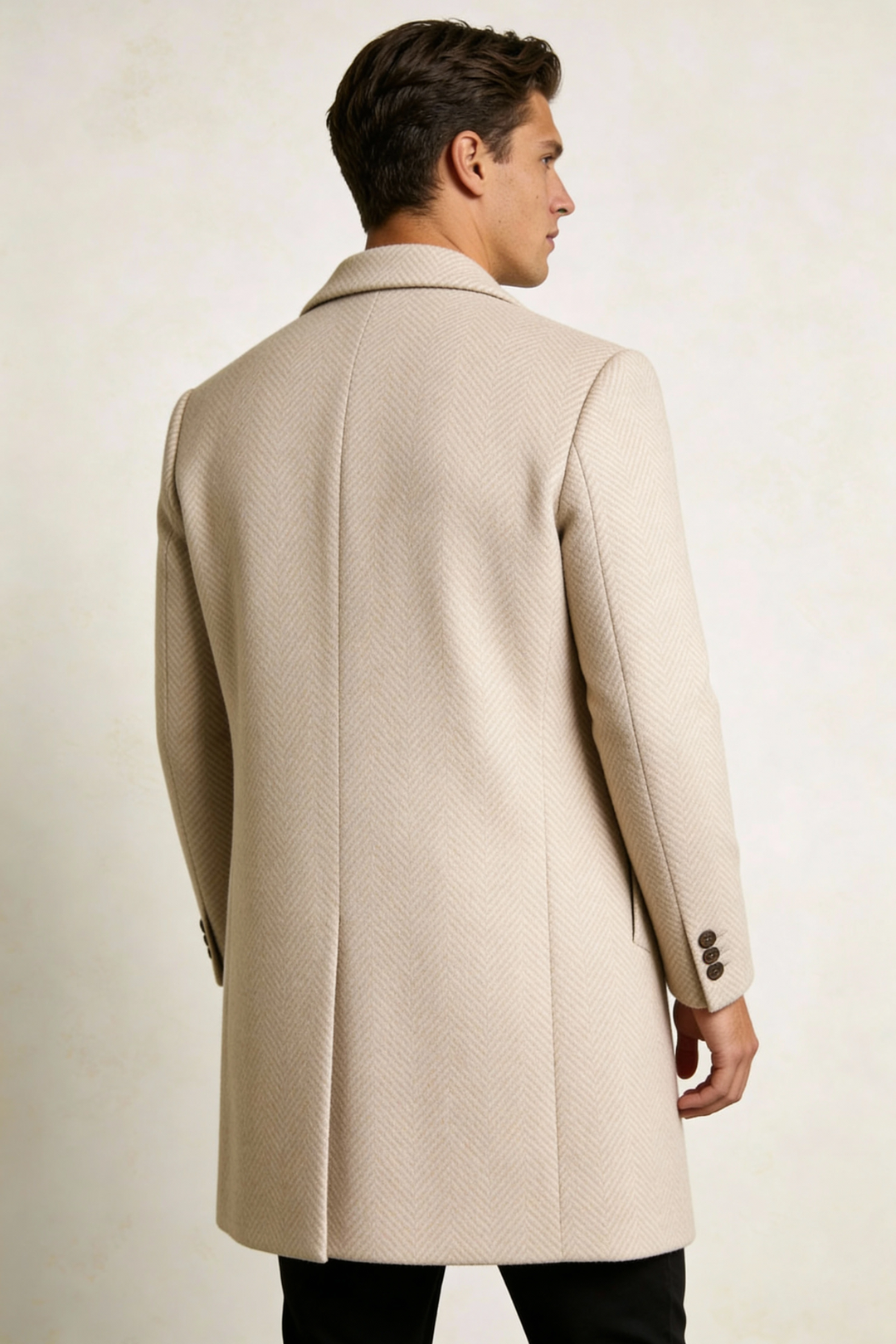 Montreaux Herringbone Men Wool Coat - Camel Beige