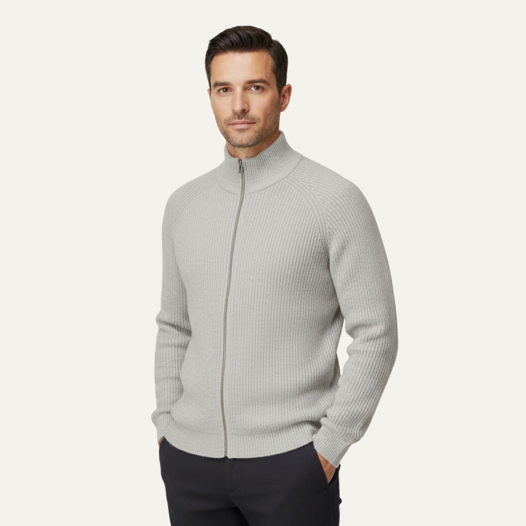 The Richmond Men’s Elegant Merino Wool Zip Up Cardigan