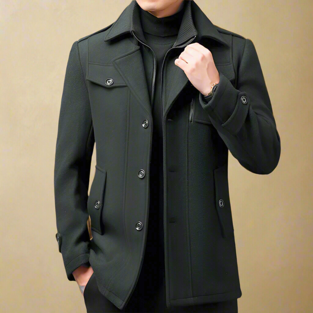 Massimo Men’s Trench Coat – Classic Long Overcoat | Timeless British Elegance