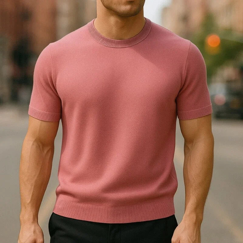Auro Men Ribbed Cashmere T-shirt