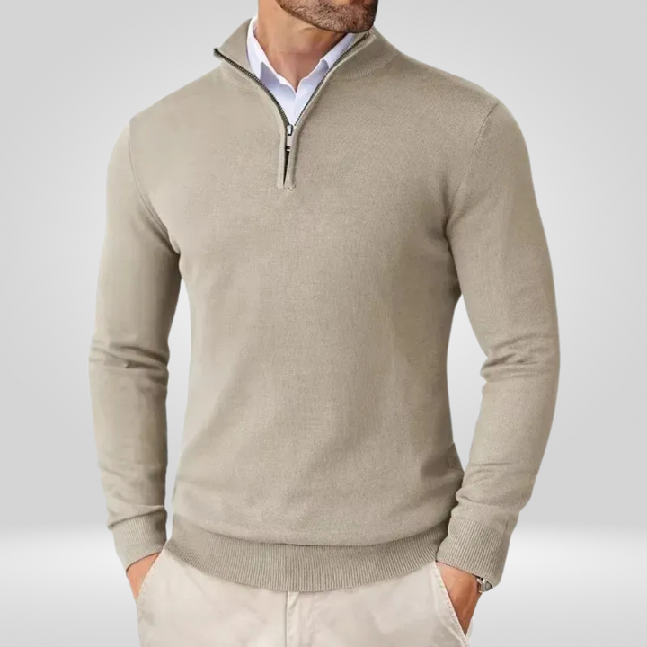 Men’s Quarter-Zip Sweater – Slim Fit Sport Pullover with Mock Neck