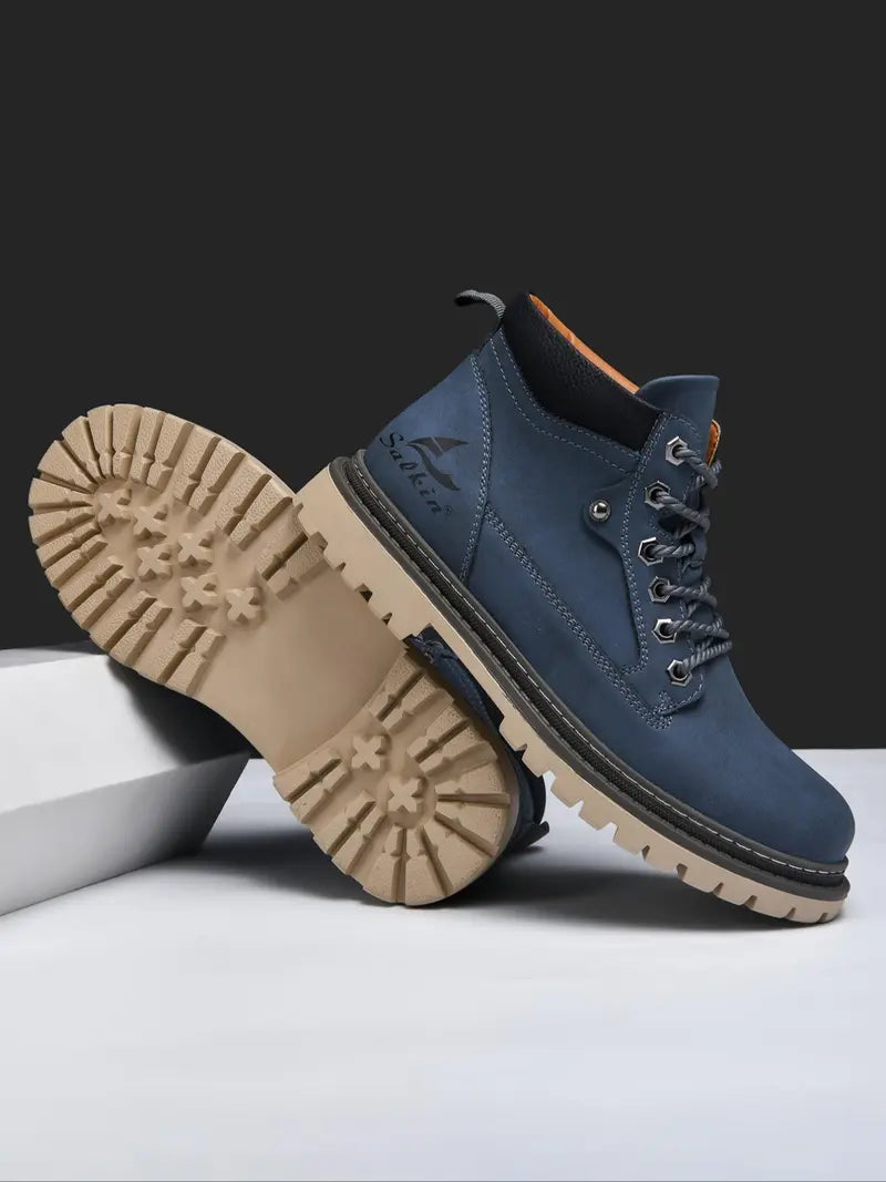 Men’s Lace Up Work Boots Casual Outdoor Ankle Shoes Comfortable Grip