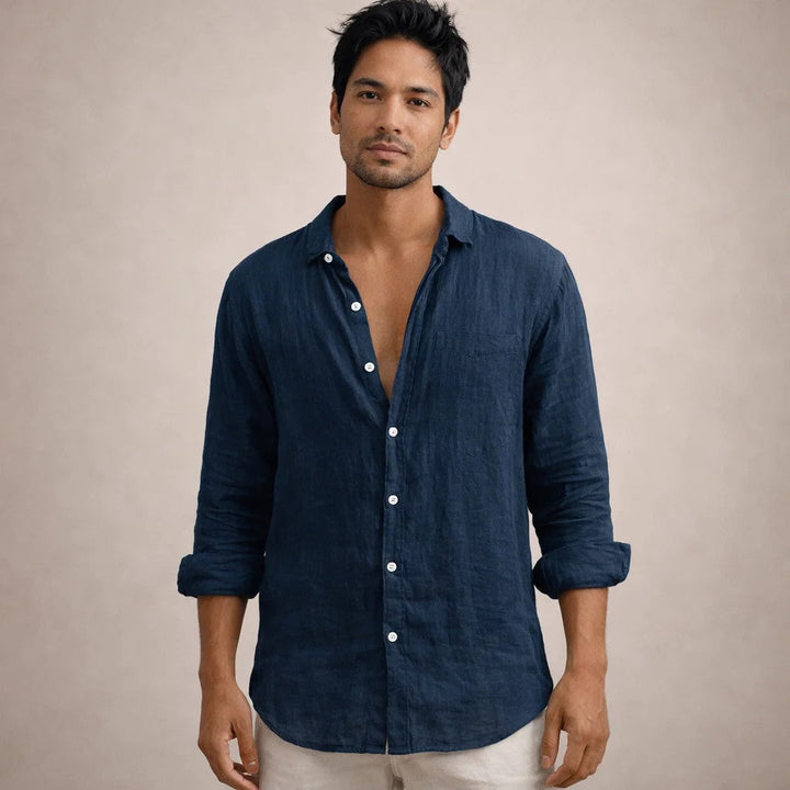 Men’s Linen Shirt | Regular Fit Breathable Long Sleeve Shirt