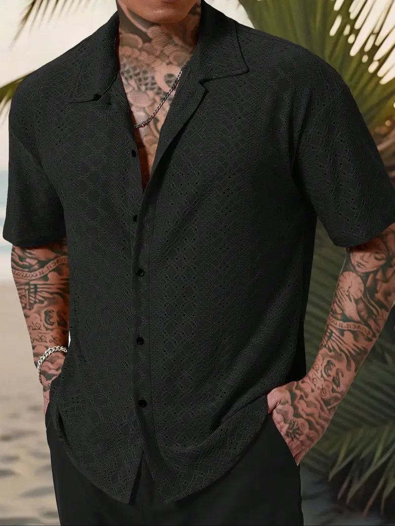 Men’s Short Sleeve Casual Button Up Shirt Summer Everyday Top