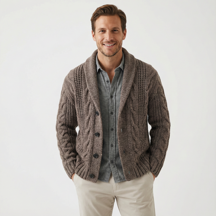 Men’s Shawl Collar Cardigan – Classic Warm Design