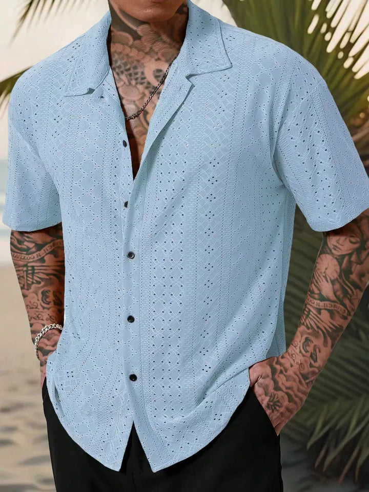 Men’s Short Sleeve Casual Button Up Shirt Summer Everyday Top