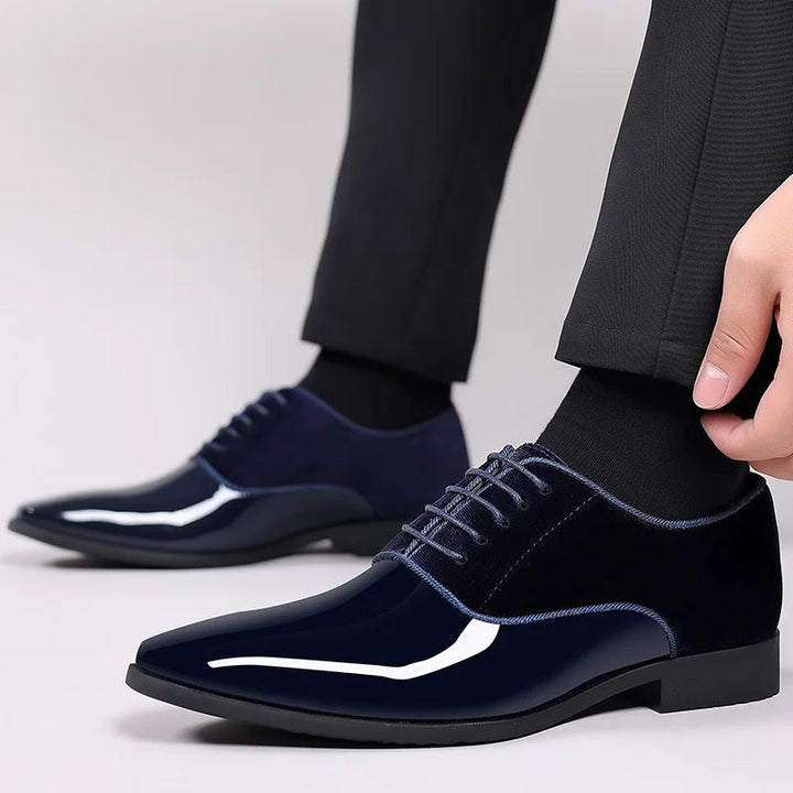 Men’s Patent Leather Dress Shoes – PU Gloss &amp; Velvet Formal Party Style