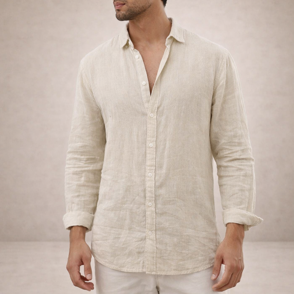 Men’s Linen Shirt | Regular Fit Breathable Long Sleeve Shirt