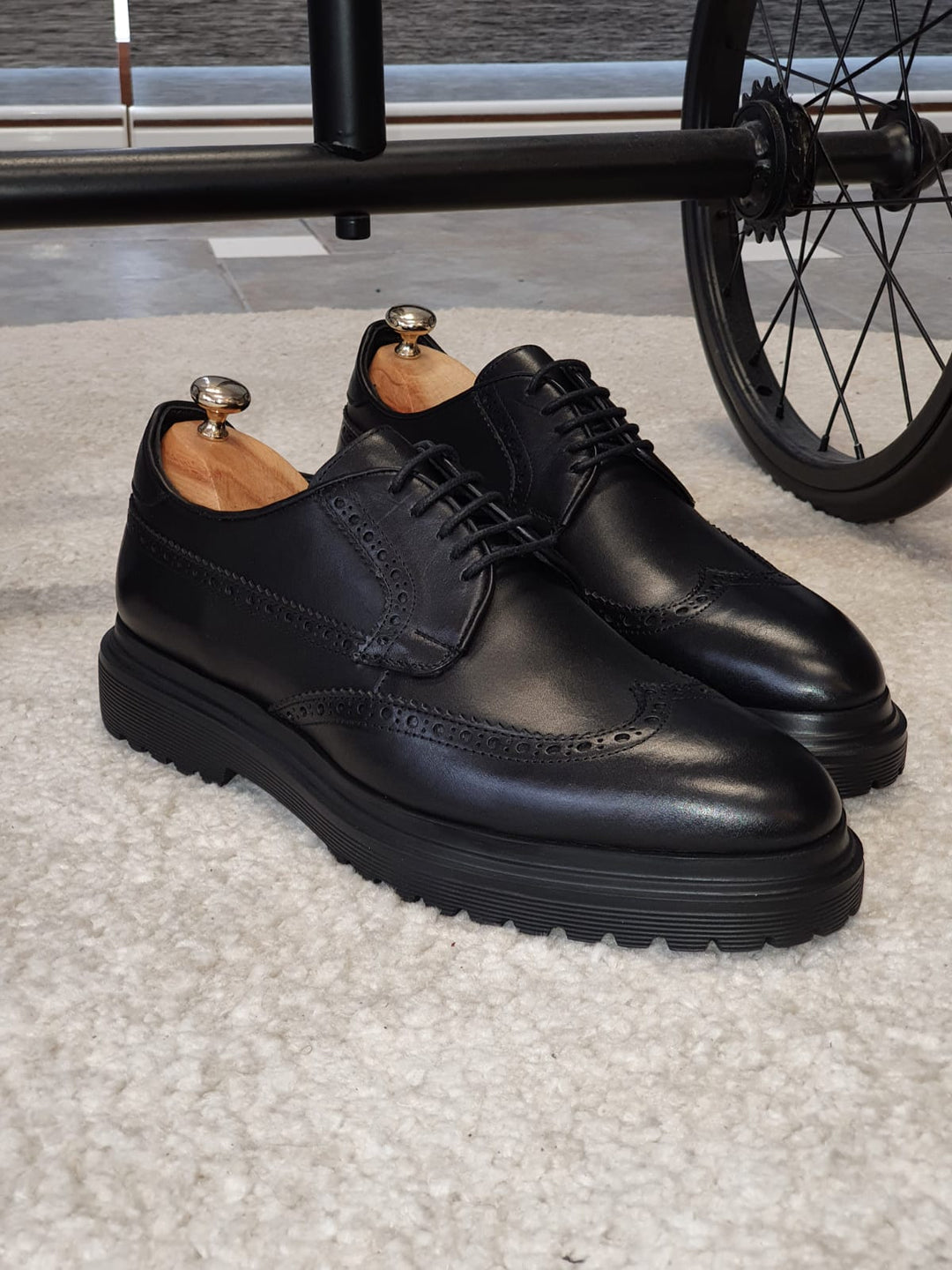 Logan Sardinelli | Men’s Calfskin Black Shoes – Lace-Up Dress Shoes with EVA Sole