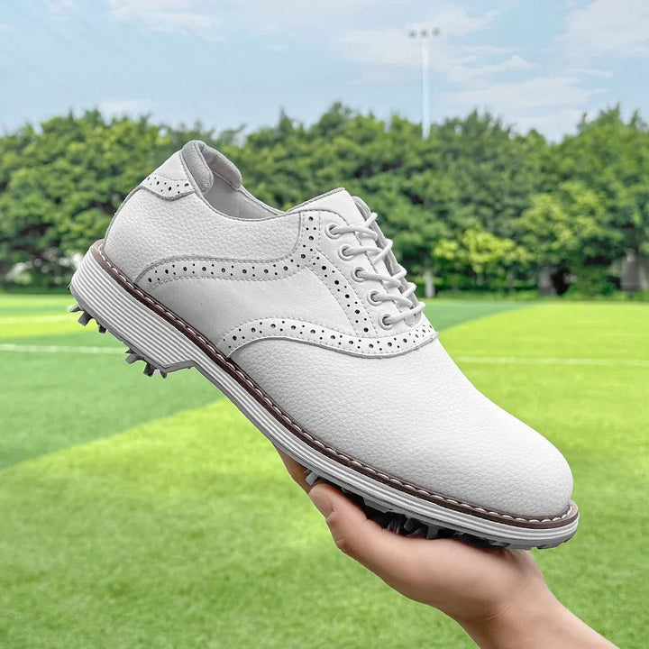 The Fairway Brogue Golf Sneakers – Men’s Leather Golf Shoes with Classic Wingtip Design