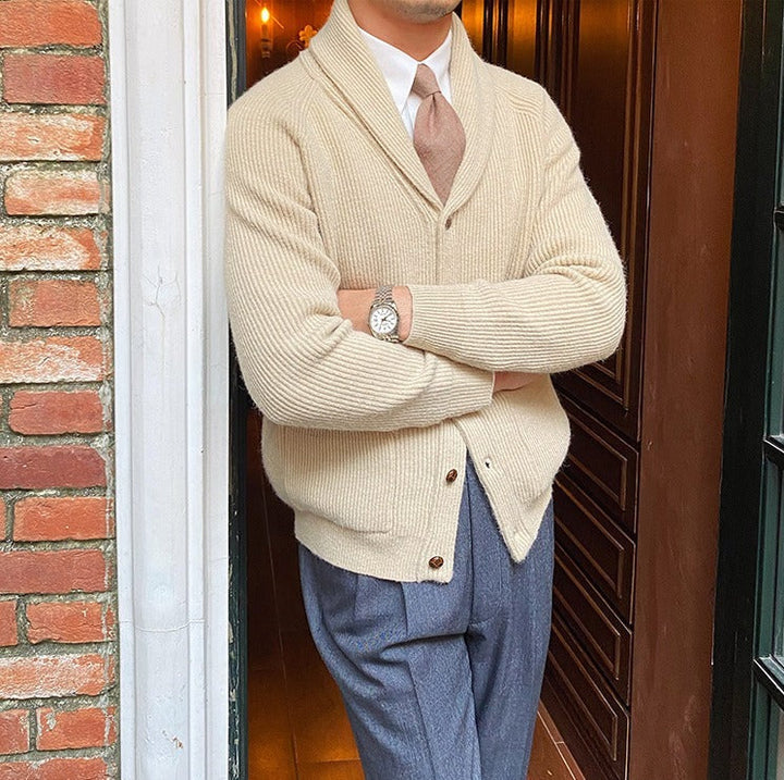 Men’s Bond Street Knitted Cardigan – Warm Shawl Collar Knitwear